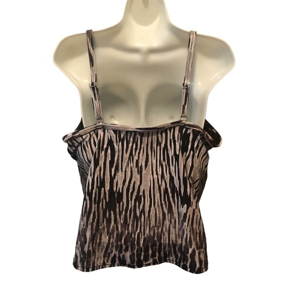 Swim By Cacique Animal Print 3 Tier Tankini 18 Black/Gray Tiger Stripe - Picture 3 of 6
